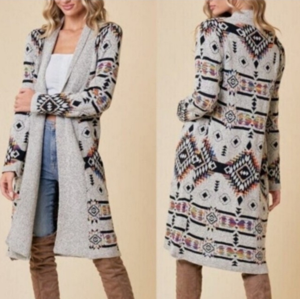 Warm Sweater Open Front Duster Cardigan